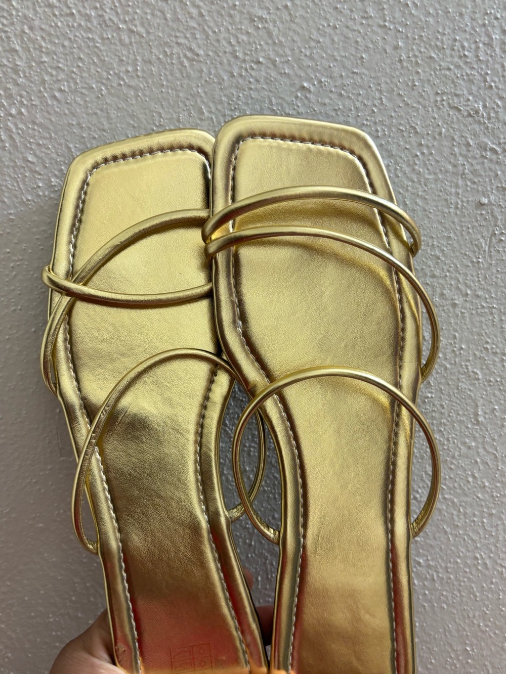 Gold Strappy Square-Toe Women's Sandals
